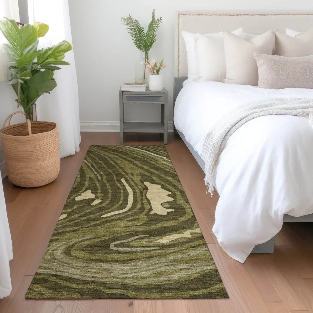 LOOMLAN Rugs Avelia Green Washable Indoor-Outdoor Rug