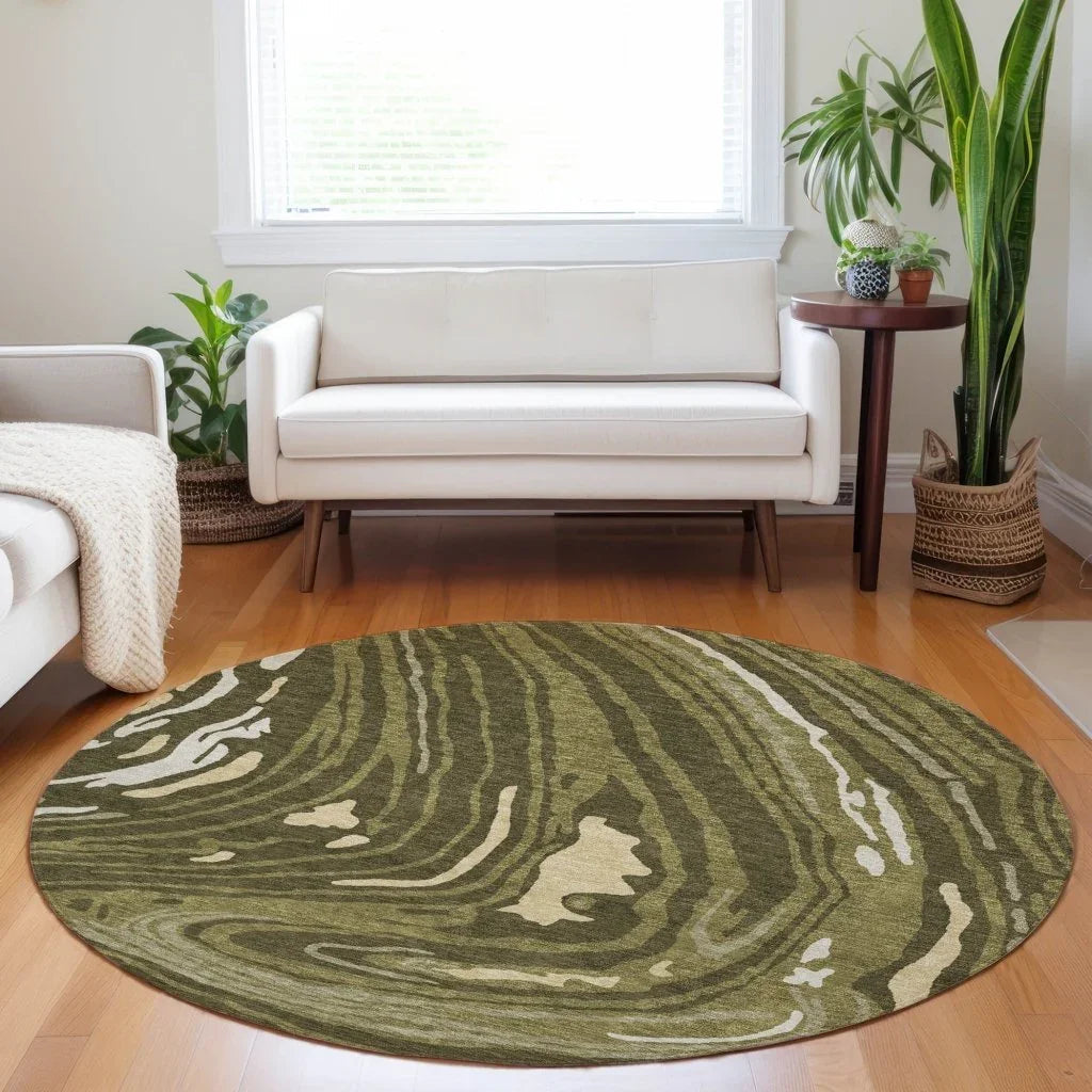 LOOMLAN Rugs Avelia Green Washable Indoor-Outdoor Rug