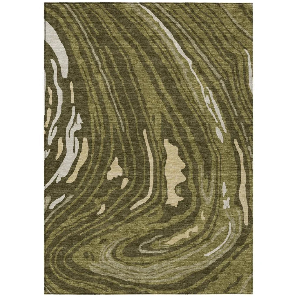 LOOMLAN Rugs Avelia Green Washable Indoor-Outdoor Rug