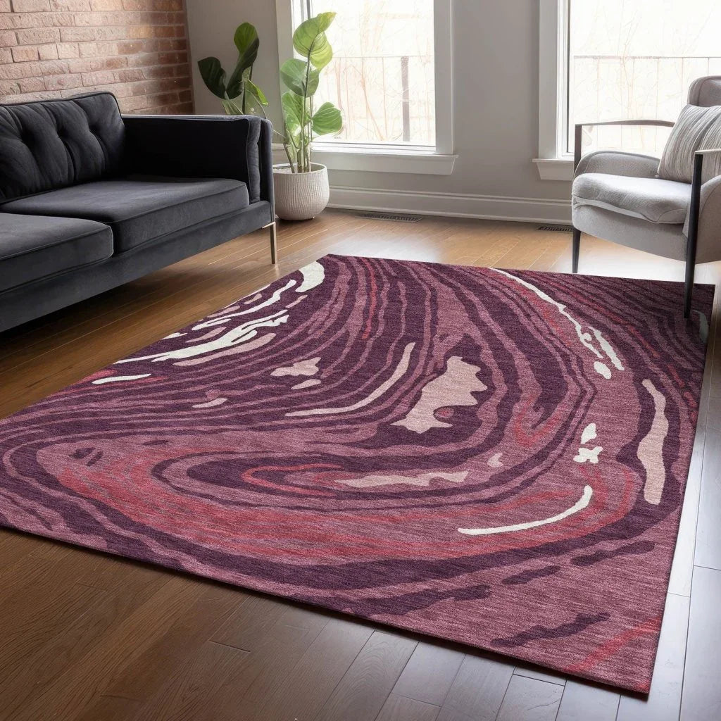 LOOMLAN Rugs Avelia Red Washable Indoor-Outdoor Rug