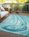 LOOMLAN Rugs Avelia Teal Washable Indoor-Outdoor Rug