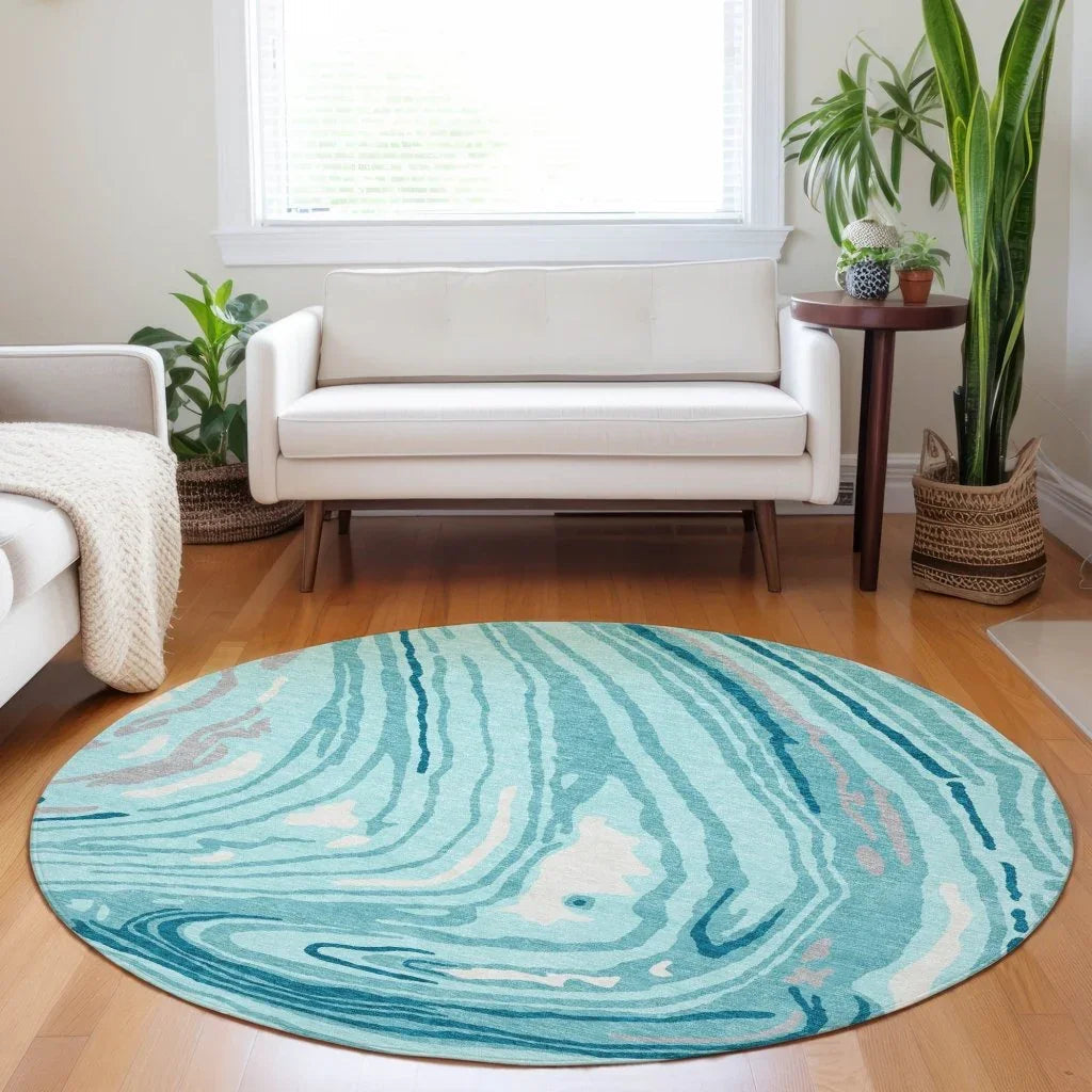 LOOMLAN Rugs Avelia Teal Washable Indoor-Outdoor Rug