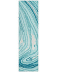 LOOMLAN Rugs Avelia Teal Washable Indoor-Outdoor Rug