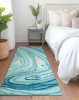 LOOMLAN Rugs Avelia Teal Washable Indoor-Outdoor Rug