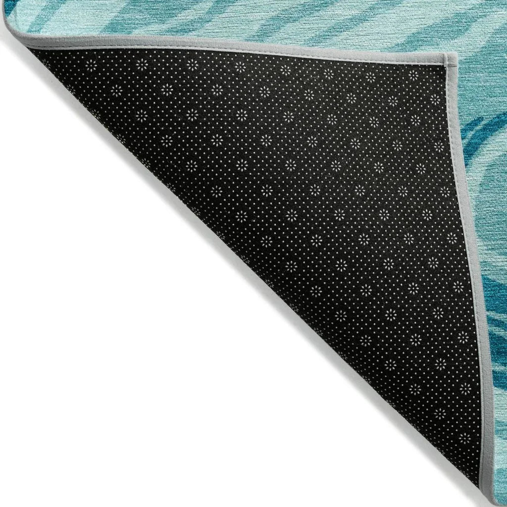 LOOMLAN Rugs Avelia Teal Washable Indoor-Outdoor Rug