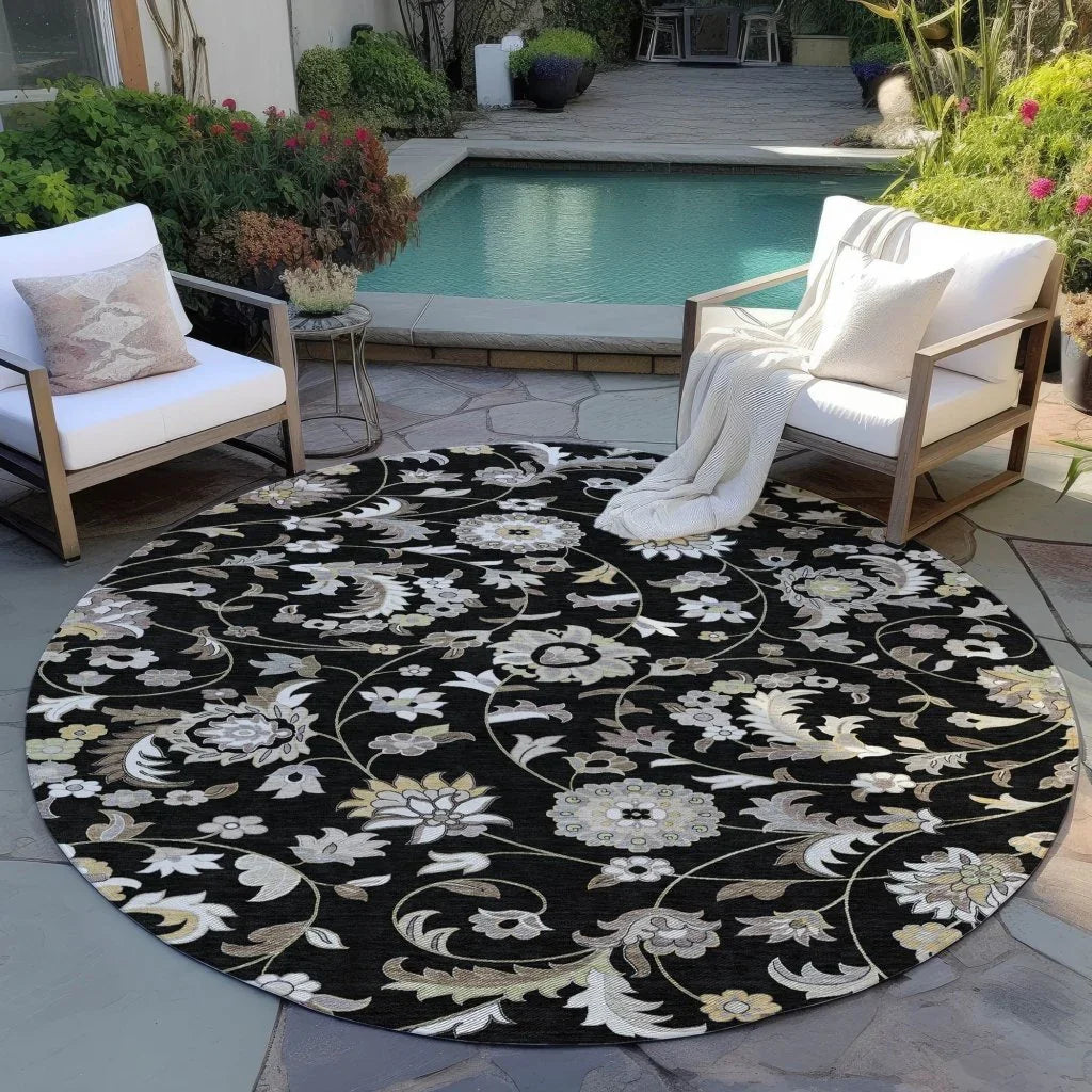 LOOMLAN Rugs Aveline Black Washable Indoor-Outdoor Rug