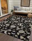 LOOMLAN Rugs Aveline Black Washable Indoor-Outdoor Rug