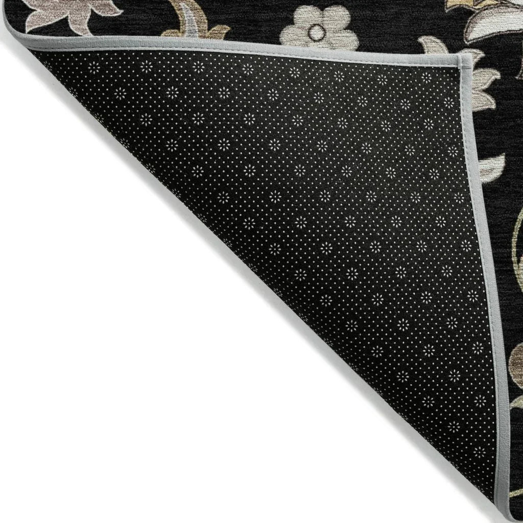 LOOMLAN Rugs Aveline Black Washable Indoor-Outdoor Rug