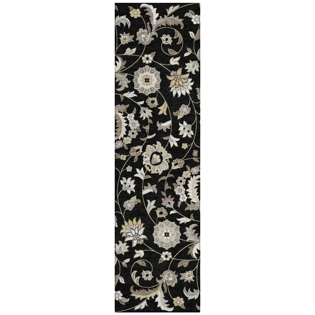 LOOMLAN Rugs Aveline Black Washable Indoor-Outdoor Rug