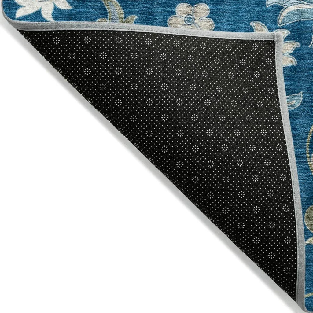 LOOMLAN Rugs Aveline Blue Washable Indoor-Outdoor Rug