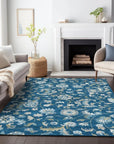 LOOMLAN Rugs Aveline Blue Washable Indoor-Outdoor Rug