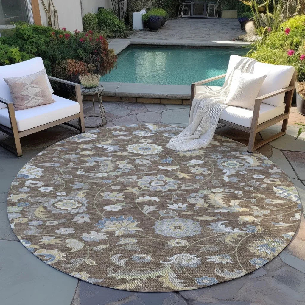 LOOMLAN Rugs Aveline Chocolate Washable Indoor-Outdoor Rug