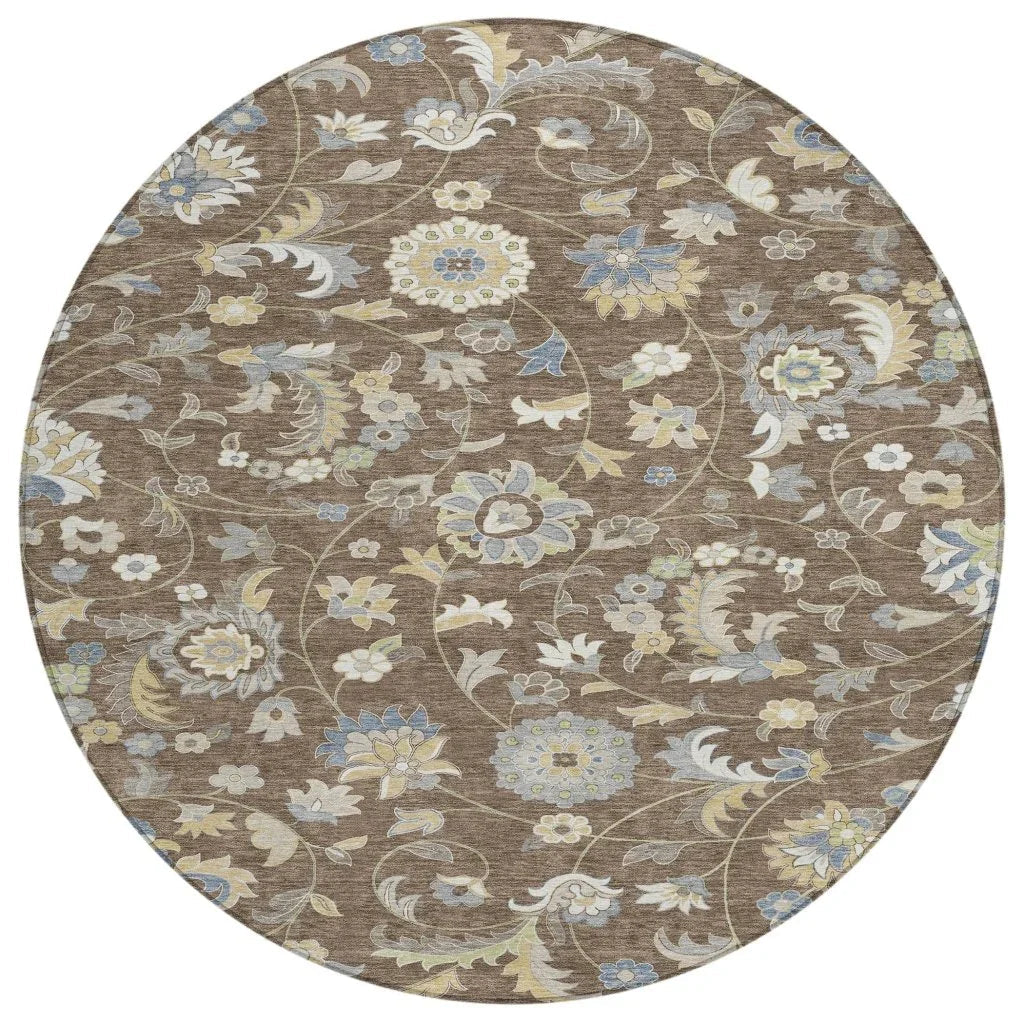 LOOMLAN Rugs Aveline Chocolate Washable Indoor-Outdoor Rug
