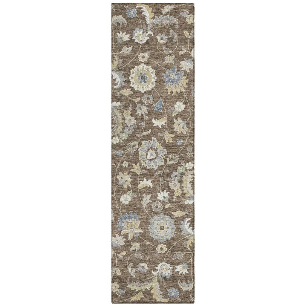 LOOMLAN Rugs Aveline Chocolate Washable Indoor-Outdoor Rug