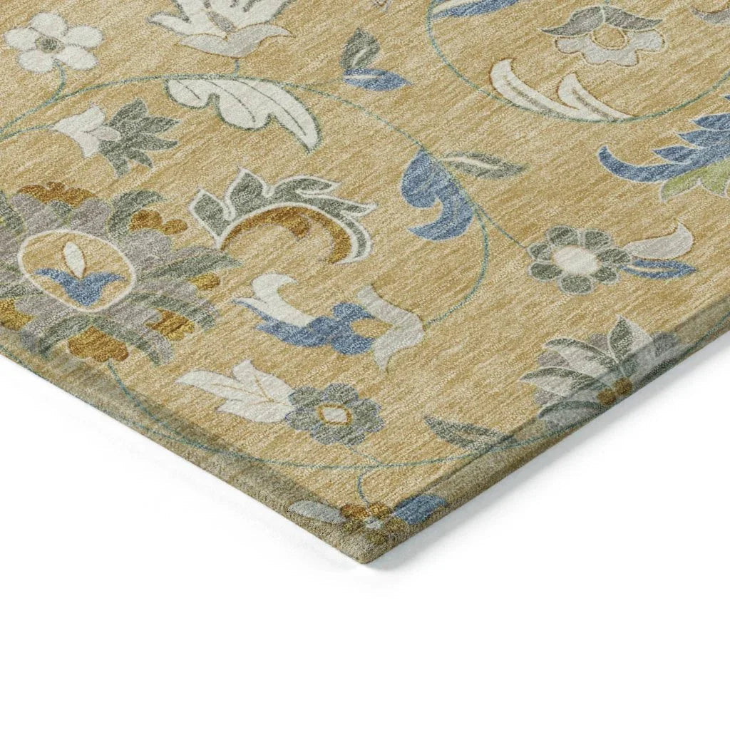LOOMLAN Rugs Aveline Gold Washable Indoor-Outdoor Rug