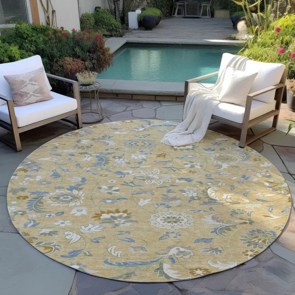 LOOMLAN Rugs Aveline Gold Washable Indoor-Outdoor Rug
