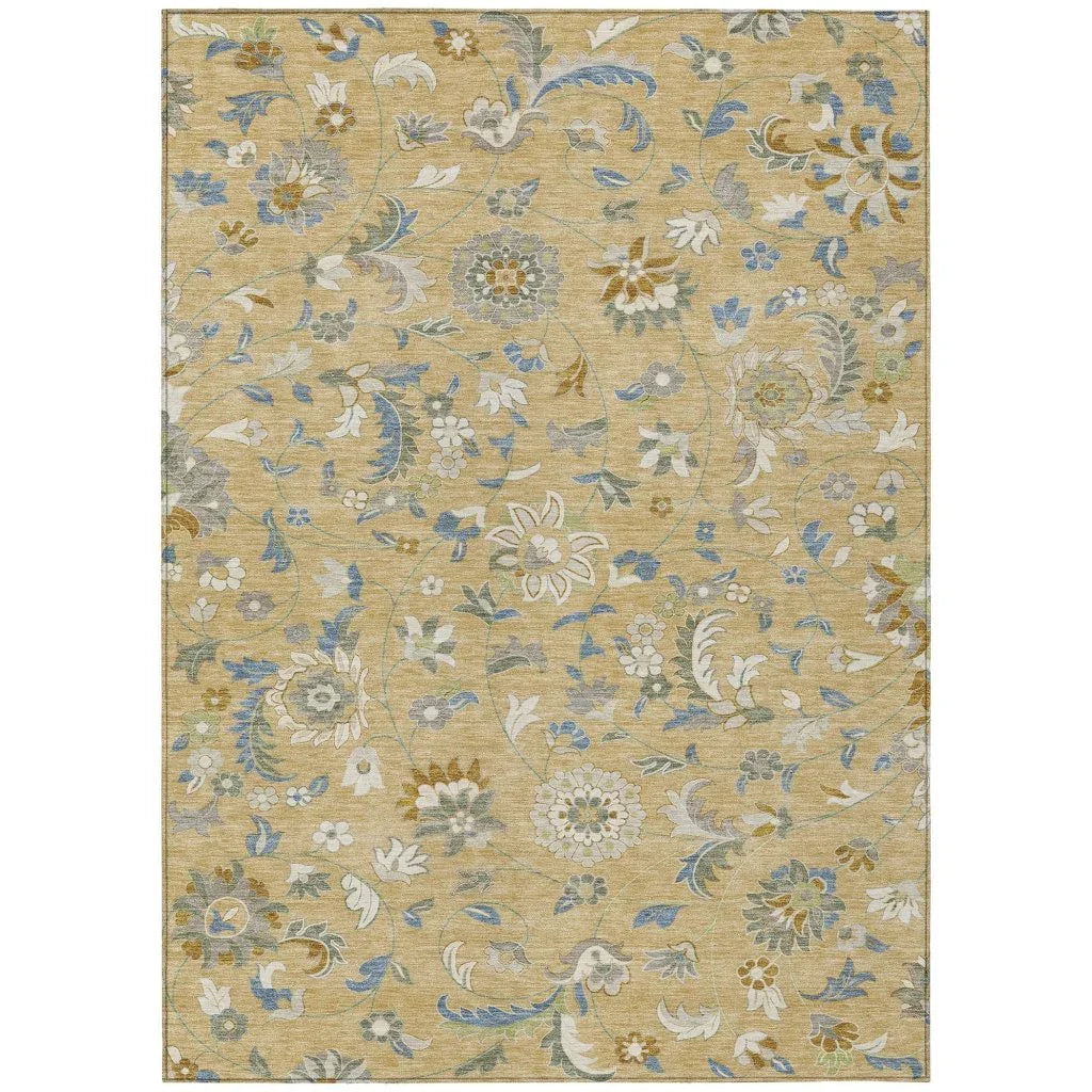 LOOMLAN Rugs Aveline Gold Washable Indoor-Outdoor Rug