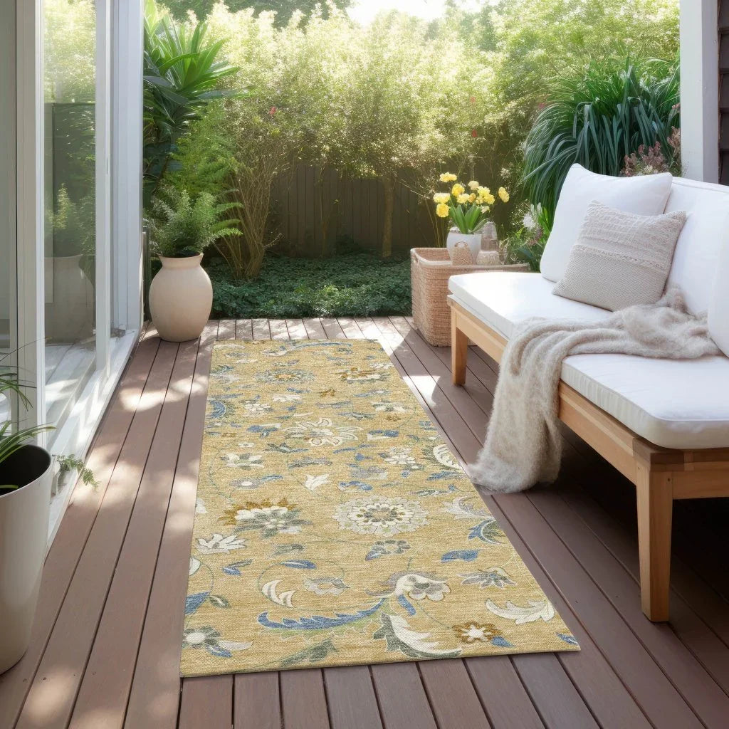 LOOMLAN Rugs Aveline Gold Washable Indoor-Outdoor Rug