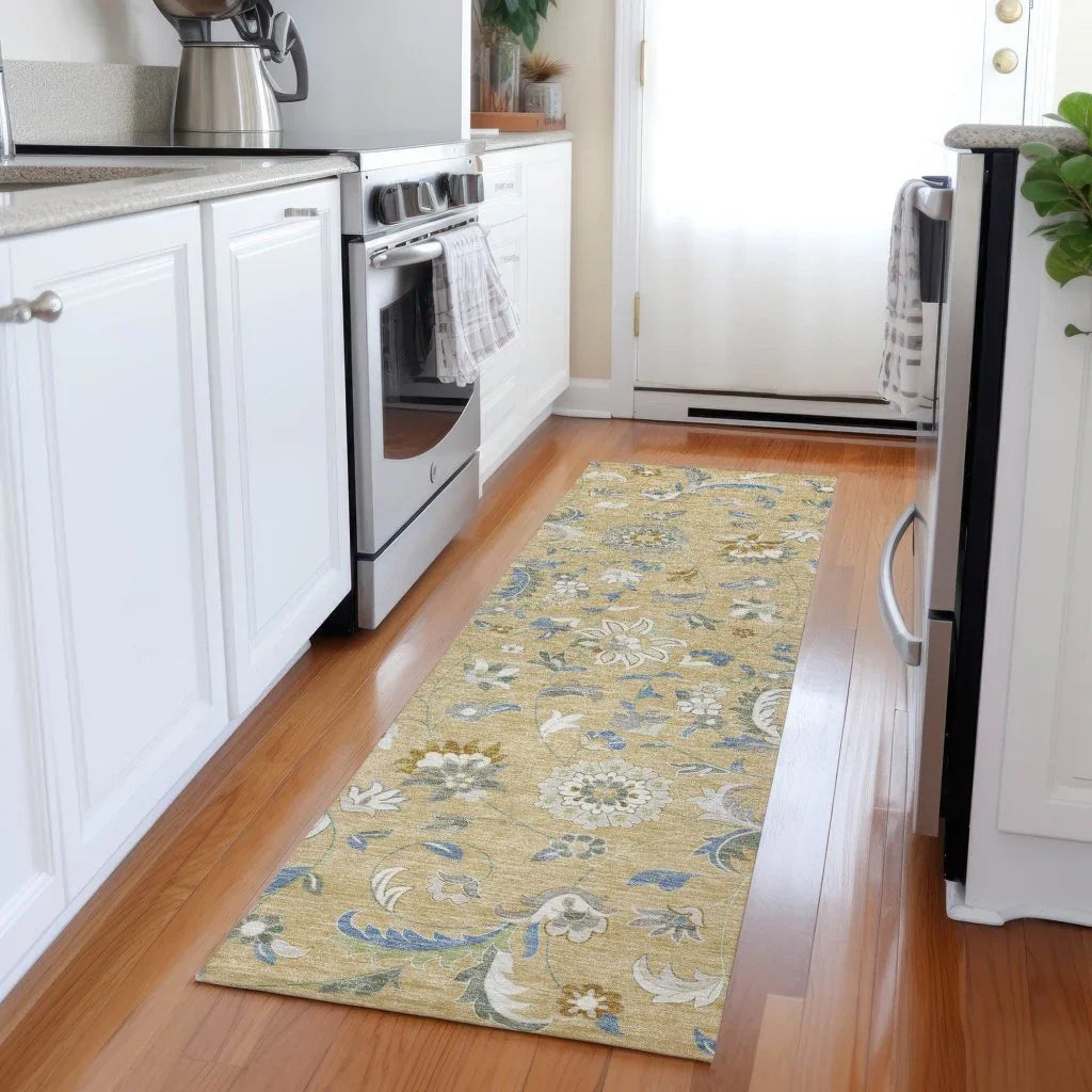 LOOMLAN Rugs Aveline Gold Washable Indoor-Outdoor Rug