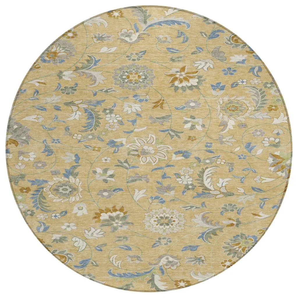 LOOMLAN Rugs Aveline Gold Washable Indoor-Outdoor Rug