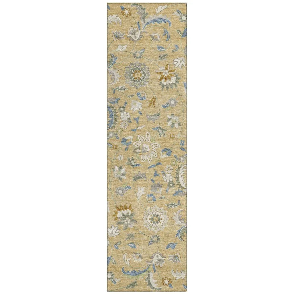 LOOMLAN Rugs Aveline Gold Washable Indoor-Outdoor Rug