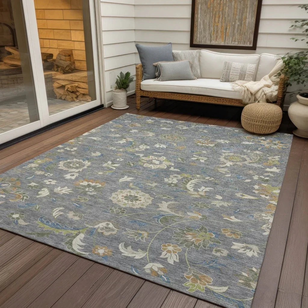 LOOMLAN Rugs Aveline Gray Washable Indoor-Outdoor Rug