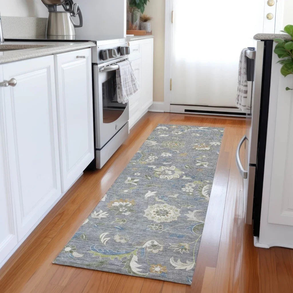 LOOMLAN Rugs Aveline Gray Washable Indoor-Outdoor Rug