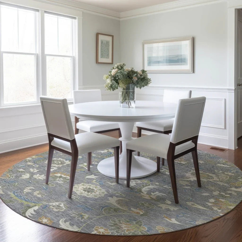LOOMLAN Rugs Aveline Gray Washable Indoor-Outdoor Rug
