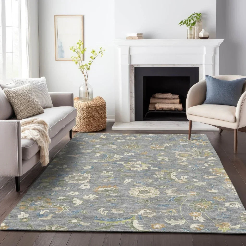 LOOMLAN Rugs Aveline Gray Washable Indoor-Outdoor Rug
