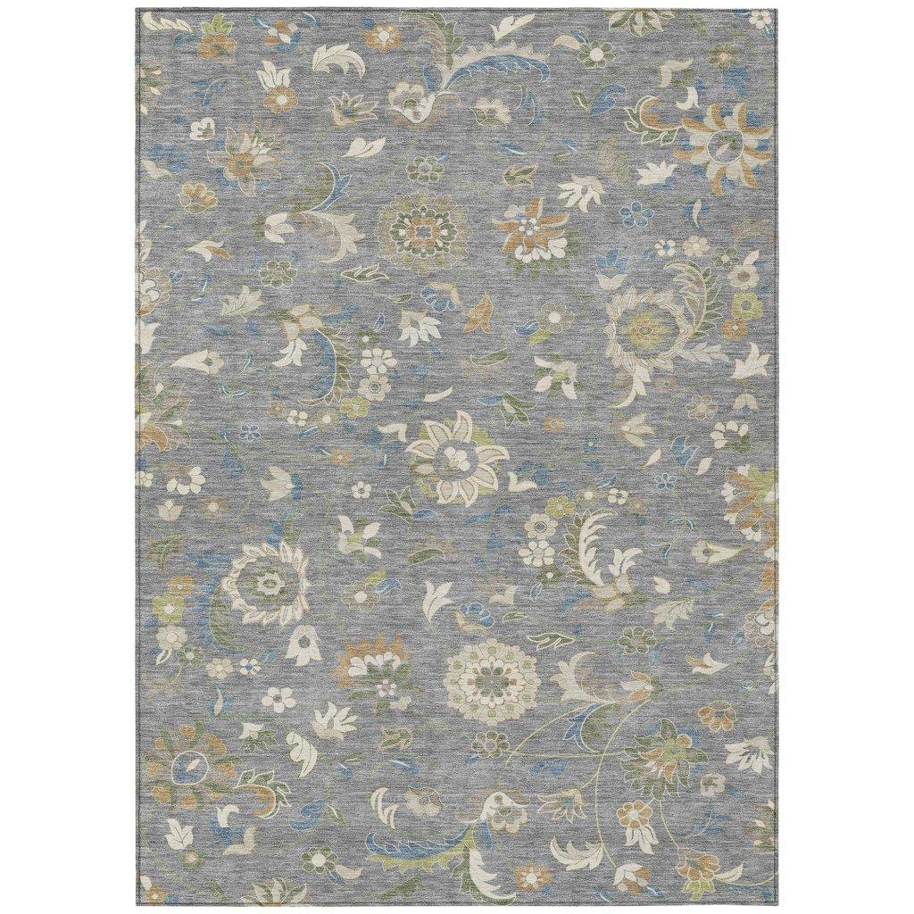 LOOMLAN Rugs Aveline Gray Washable Indoor-Outdoor Rug
