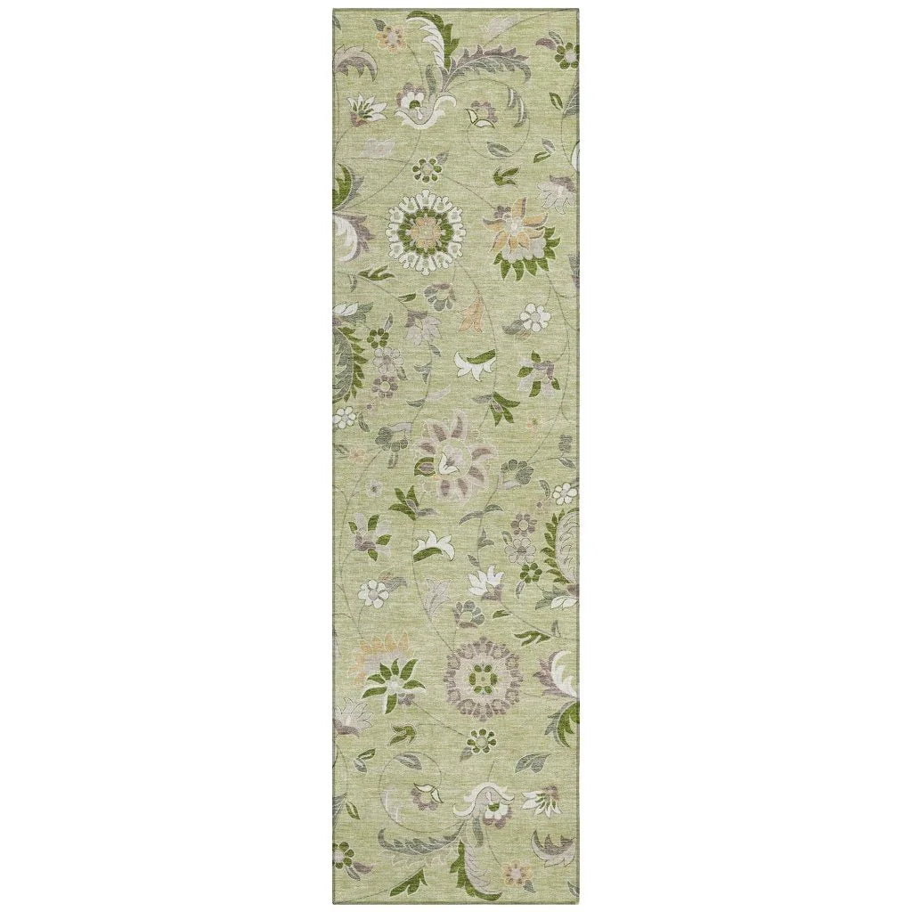 LOOMLAN Rugs Aveline Green Washable Indoor-Outdoor Rug