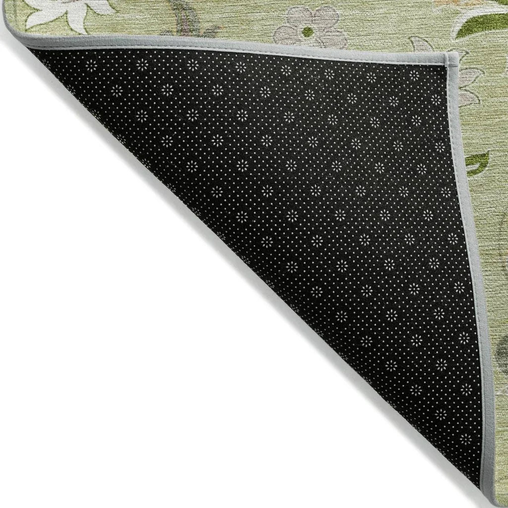 LOOMLAN Rugs Aveline Green Washable Indoor-Outdoor Rug