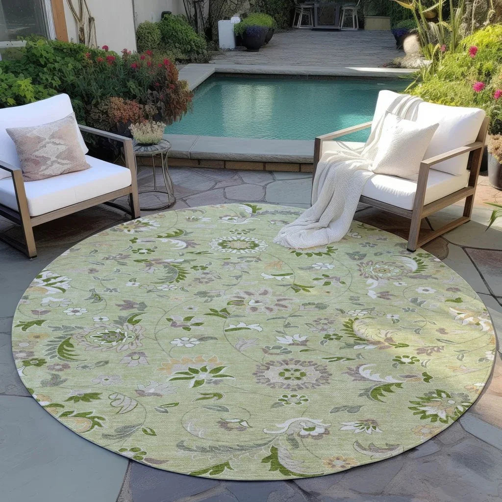 LOOMLAN Rugs Aveline Green Washable Indoor-Outdoor Rug