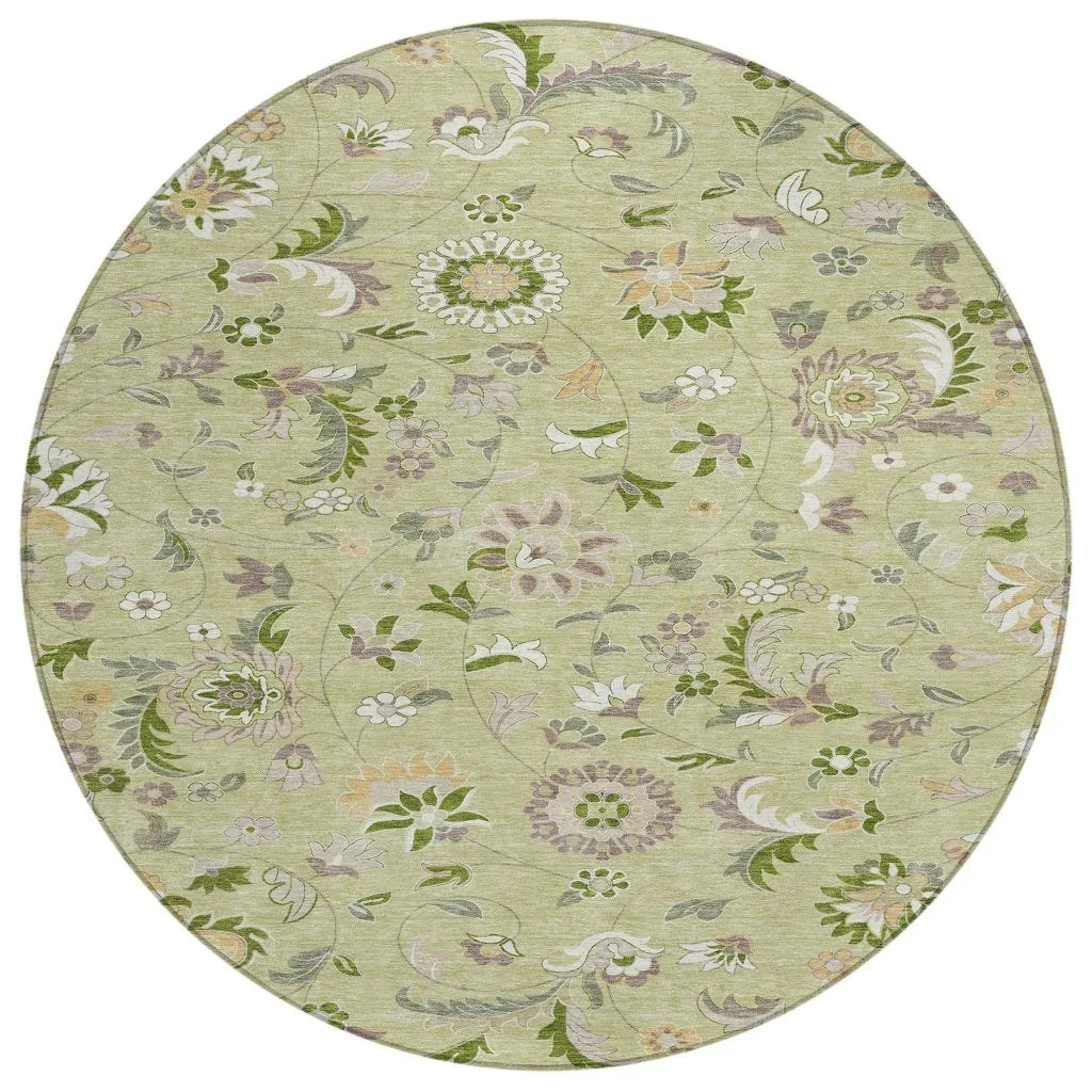LOOMLAN Rugs Aveline Green Washable Indoor-Outdoor Rug