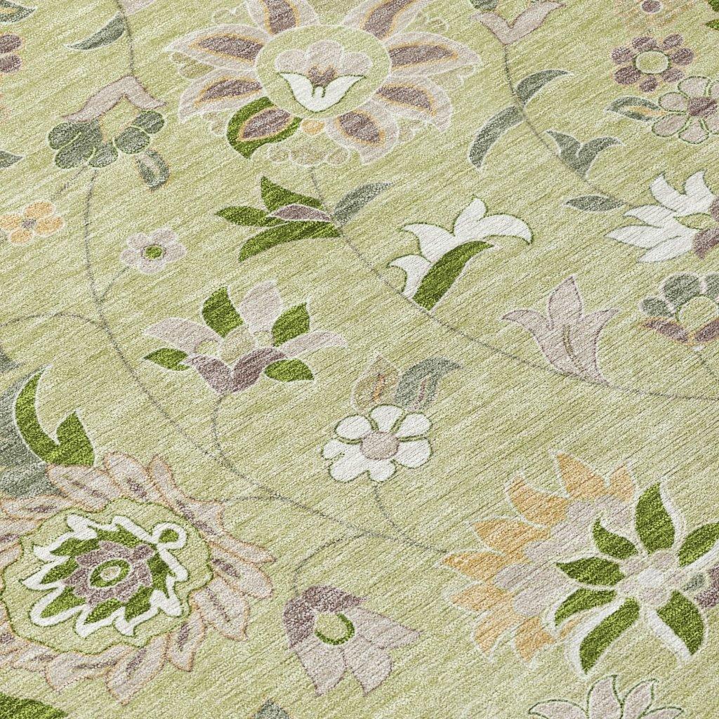 LOOMLAN Rugs Aveline Green Washable Indoor-Outdoor Rug