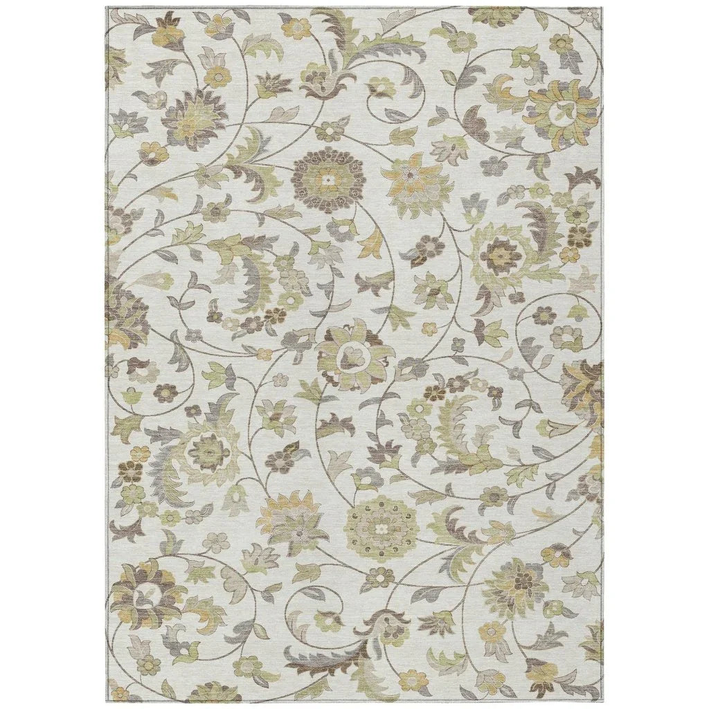 LOOMLAN Rugs Aveline Ivory Washable Indoor-Outdoor Rug