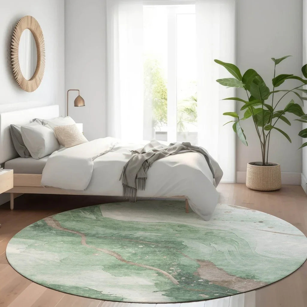 LOOMLAN Rugs Avelora Green Washable Indoor-Outdoor Rug