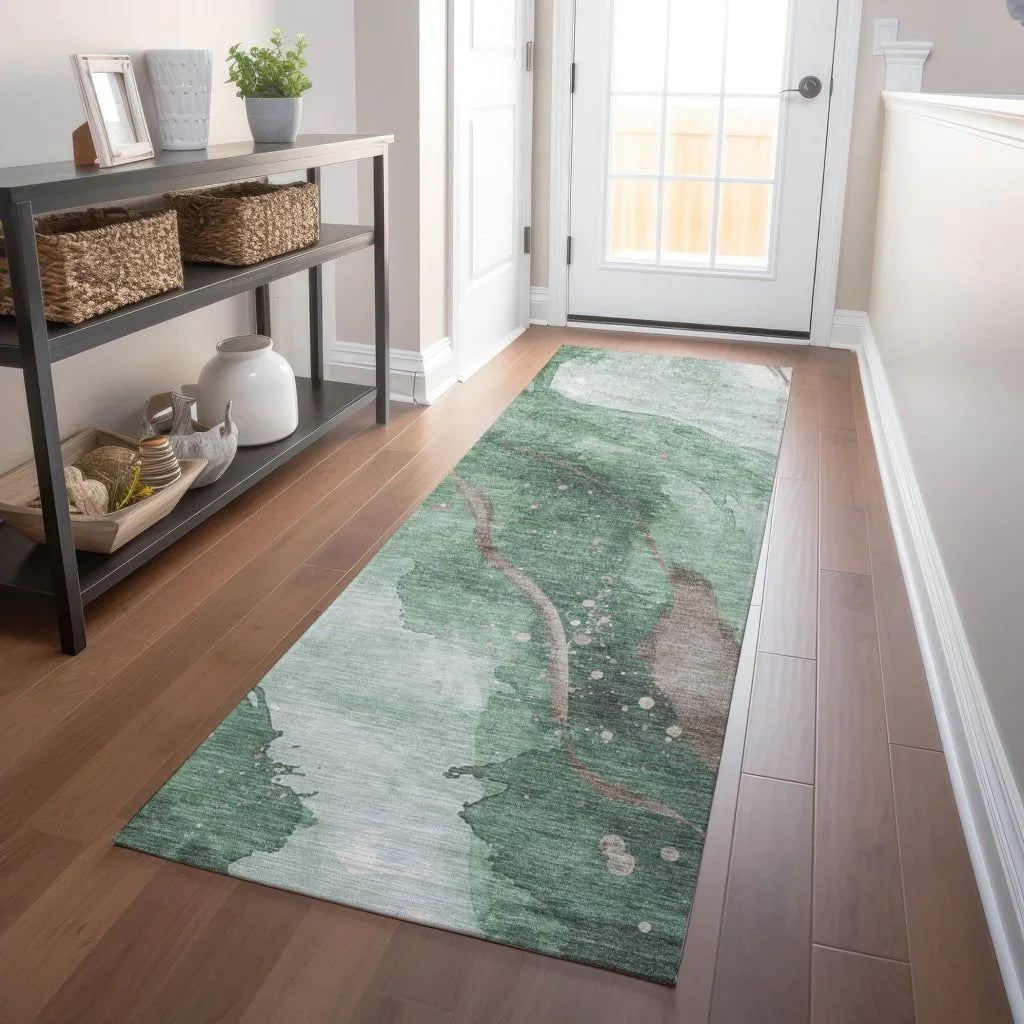 LOOMLAN Rugs Avelora Green Washable Indoor-Outdoor Rug