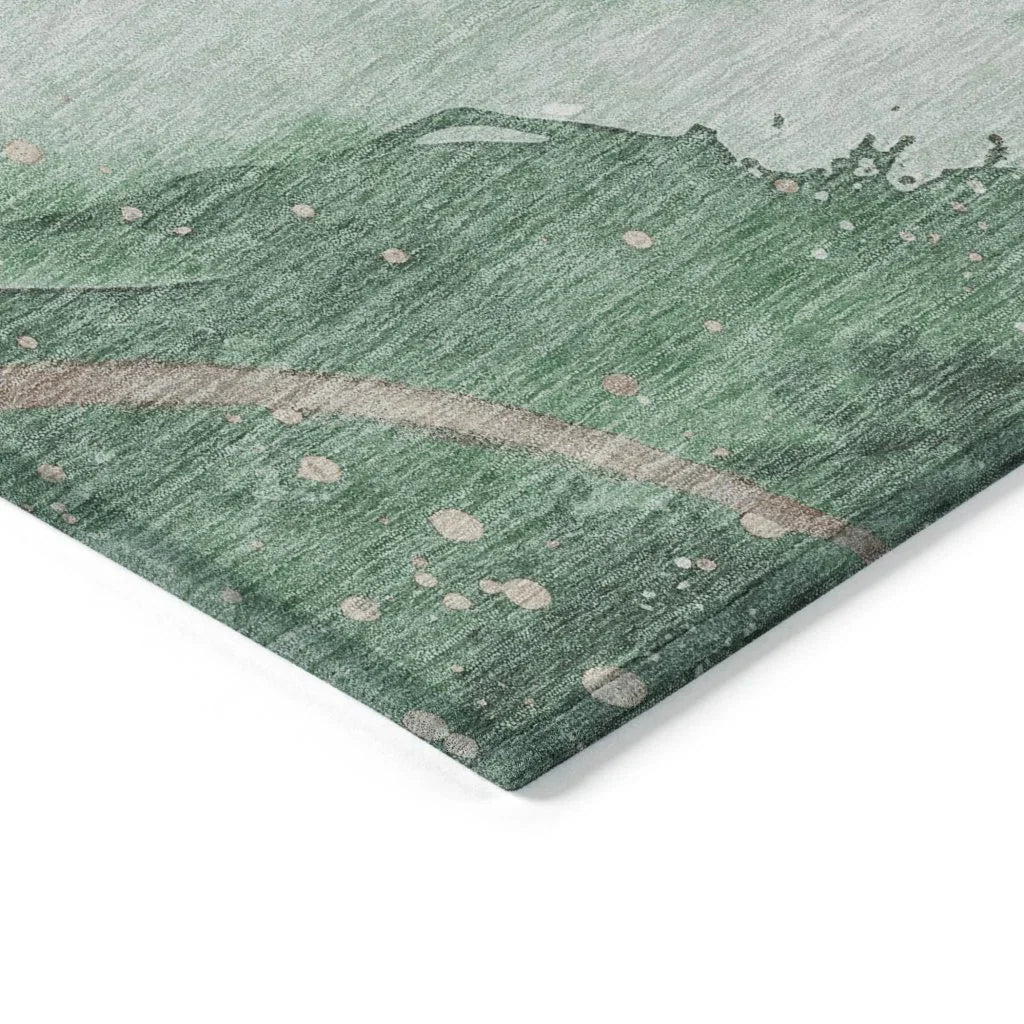 LOOMLAN Rugs Avelora Green Washable Indoor-Outdoor Rug