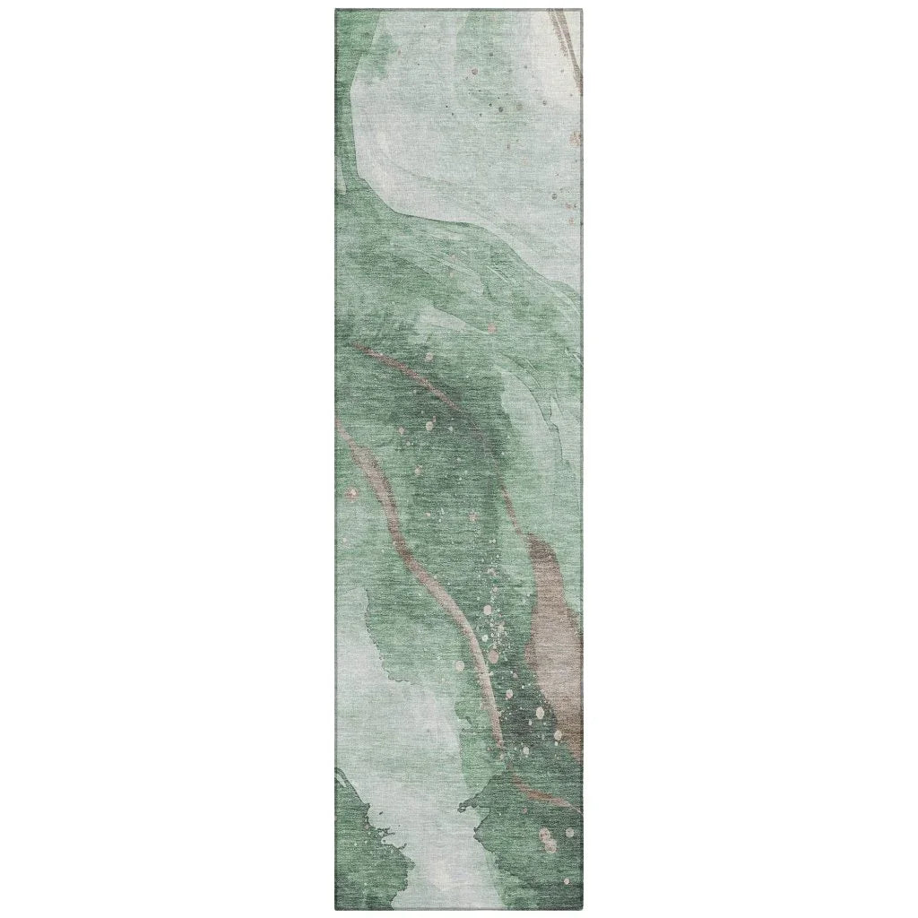 LOOMLAN Rugs Avelora Green Washable Indoor-Outdoor Rug