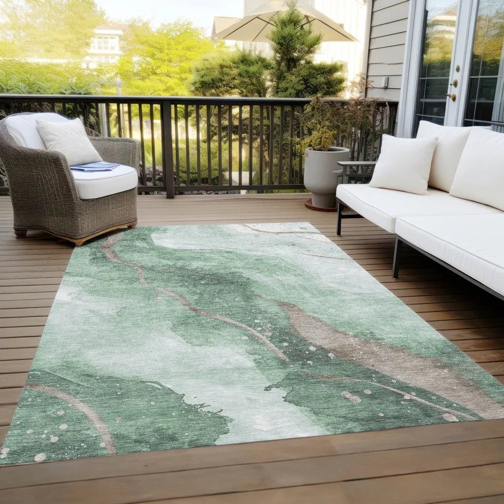 LOOMLAN Rugs Avelora Green Washable Indoor-Outdoor Rug