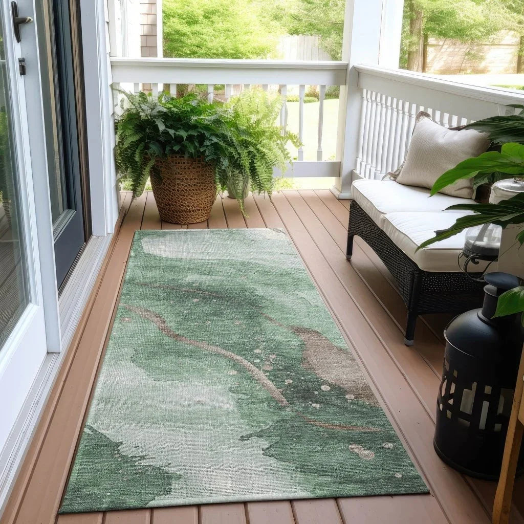 LOOMLAN Rugs Avelora Green Washable Indoor-Outdoor Rug
