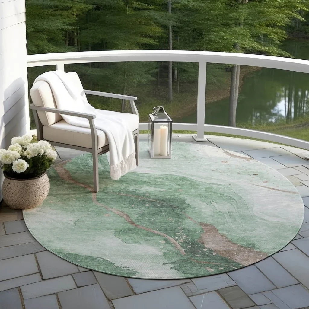 LOOMLAN Rugs Avelora Green Washable Indoor-Outdoor Rug