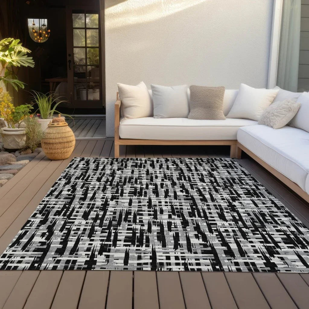 LOOMLAN Rugs Ayani Black Washable Indoor-Outdoor Rug