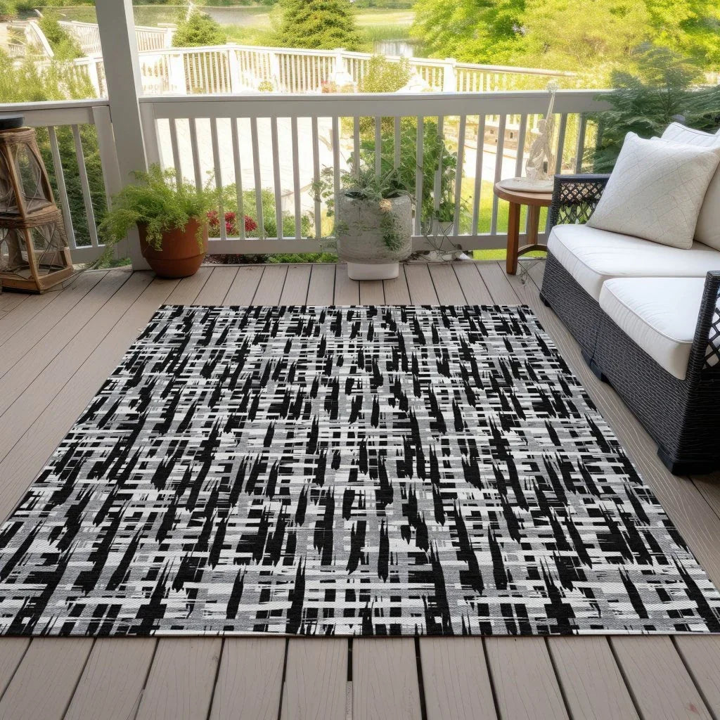LOOMLAN Rugs Ayani Black Washable Indoor-Outdoor Rug