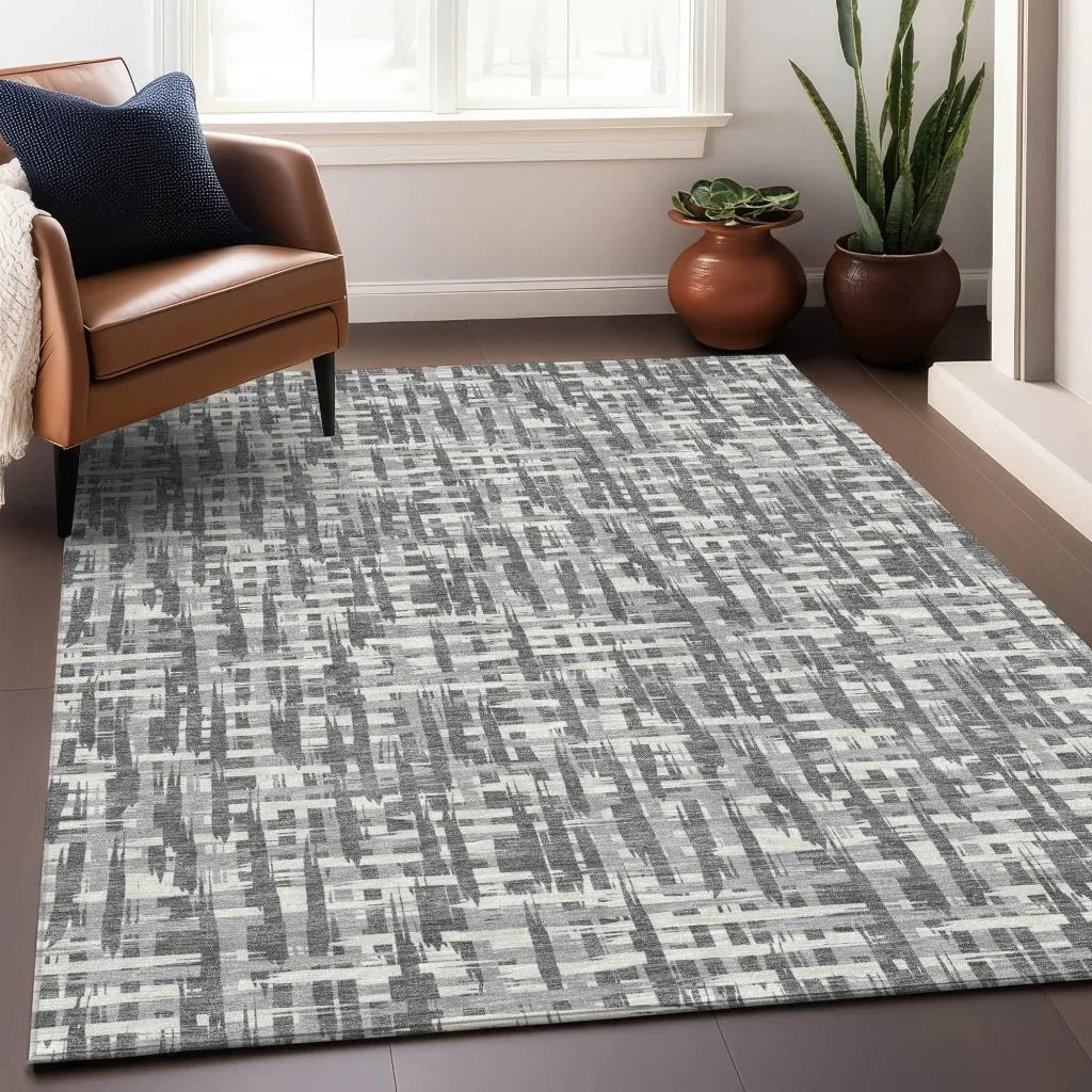 LOOMLAN Rugs Ayani Gray Washable Indoor-Outdoor Rug
