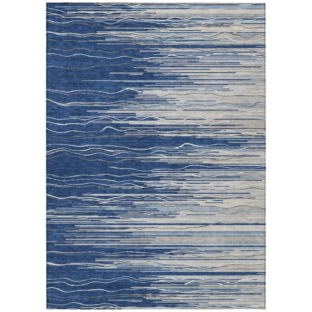 Ayra Blue Washable Indoor - Outdoor Rug - LOOMLAN - LOOMLAN Rugs - Outdoor Rugs