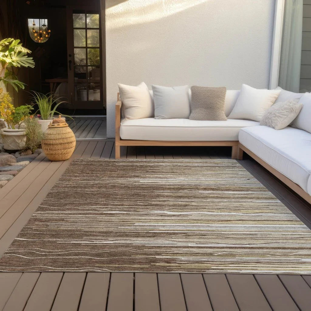 LOOMLAN Rugs Ayra Brown Washable Indoor-Outdoor Rug