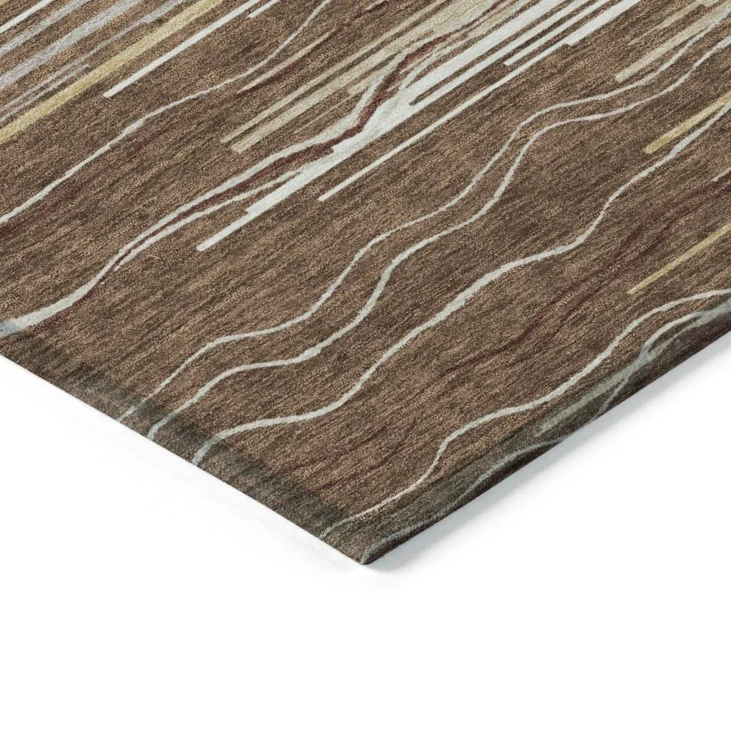 LOOMLAN Rugs Ayra Brown Washable Indoor-Outdoor Rug