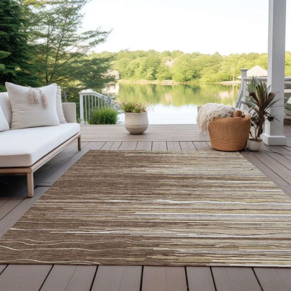 LOOMLAN Rugs Ayra Brown Washable Indoor-Outdoor Rug